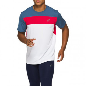 ASICS - T-shirt męski Race SS Top white/red/grand shark